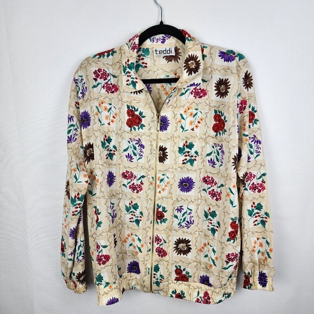 Vintage Teddi Floral Windbreaker Medium retro cottagecore 90s‎